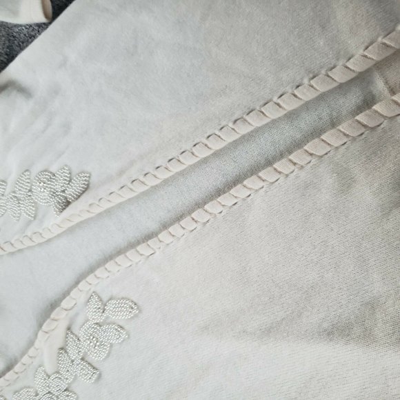 Vintage CERVELLE Open Front Cardigan Cream Embellishment Angora Lambswool - Picture 9 of 10